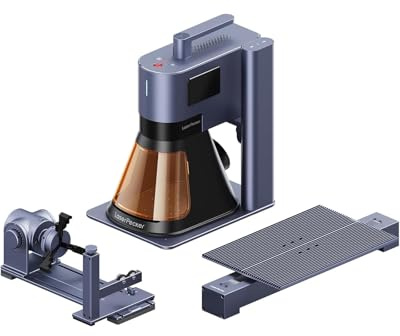 LaserPecker LP5 20W Fiber & Diode Dual Laser Engraver with Rotary Extension & Sliding Extension, 10000mm/s Speed 3D Embossing Laser Engraving Cutting Machine for Business Batch Processing