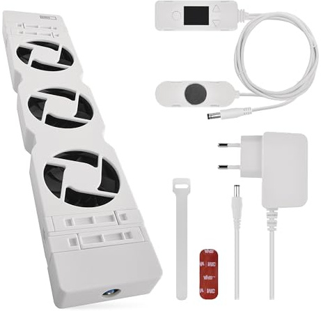 EMOS - Ventilatore termico per risparmiare energia e costi di riscaldamento, set iniziale MONO, 1 ventilatore termico incl. sensore di temperatura con regolatore, caricatore e accessori