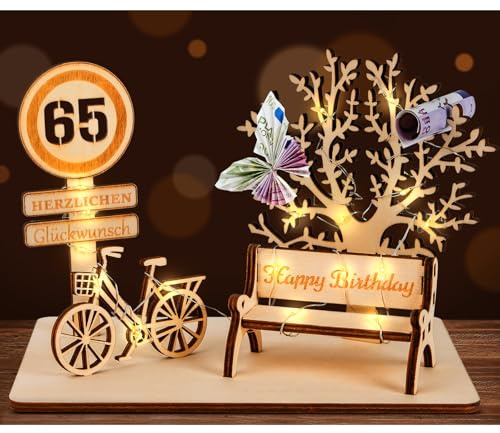 I LOVE MOM Geldgeschenk Geburtstag Holz, Fahrrad Geschenk, DIY Holz Schild Gästebuch Dreidimensionale Bäume Sitzbank Deko Zahlen für Geschenke, Hochzeiten, Partys, Geburtstage, Jubiläum (GYY-65)