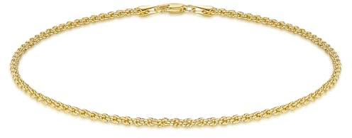 STREYANT 14K Gold Ankle Bracelet for Women Rope Chain Ankle Bracelet for Men 2 mm Thin Gold Anklets Jewelry for Women Men 9/10/11in
