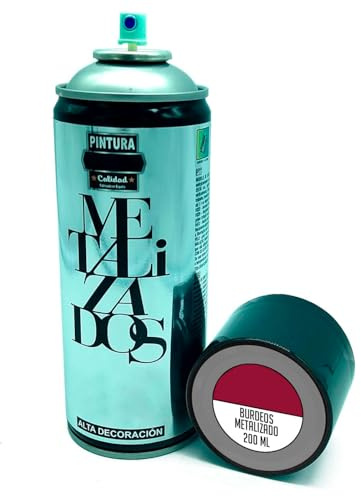 Tradineur - Flacone di vernice spray - Made in Spagna - Ideale per qualsiasi superficie, legno, metallo, cartone, pietra o ceramica - capacità 200 ml - Bordeaux metallizzato