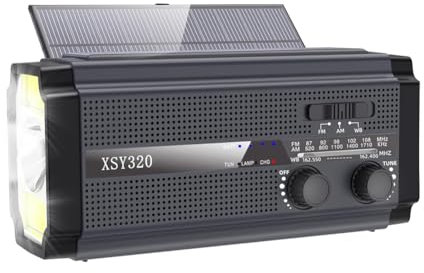 Ptdfjspt Radio Météo d'urgence Radio Solaire à Manivelle Radio Portable AM/FM/avec 5 Modes de Charge Chargeur de Téléphone Portable