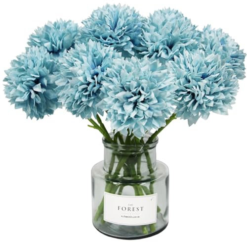 Fonyiunce 12 Piezas Flores de Hortensia Artificial, Centros de Mesa, Flores de Hortensia Artificial,Ramo Artificial, para Decoración del Hogar,Oficina, Jardín (Azul)