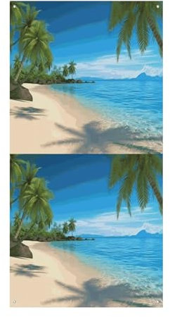 FZMVSQH Hawaiianischer Strand mit Palmen, bedruckte benutzerdefinierte Banner und Schilder, personalisiertes Banner, Haustür-Banner, Hintergrund, individueller Wandteppich, personalisierte