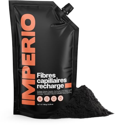 IMPERIO Streuhaar Refill Pack - 110g Nachfüllbeutel mit Premium Schütthaar - Nachhaltiger Nachfüllpack mit praktischem Verschluss - Einfaches Auffüllen der Hair Fibers Dose (Schwarz, 110g)
