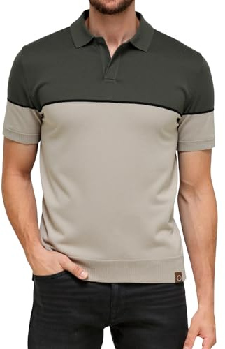 Zetieny Polo Hombre Manga Corta Golf Camisa Elegante Colores de Contraste Poloshirt de Punto Verano Outdoor