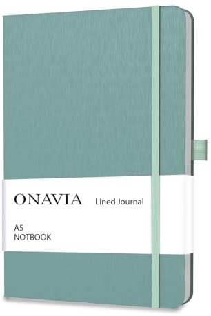 ONAVIA A5 Hardcover Liniertes Notizbuch, 80 Blatt, Mitternachtsgrün | 160 Seiten, 14,8 × 21 cm, Hardcover, Liniert, Notizbuch für Schule, Studium und Büro