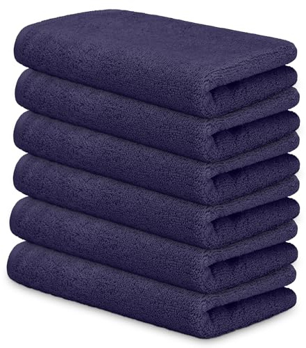 DECASATEXTIL Pack de 6 Petites Serviettes 30x50cm Coton 450g/m² – Douces et Absorbantes – Serviettes de Visage, Salle de Bain ou Invités – Maison, Hôtel ou SPA – Marin