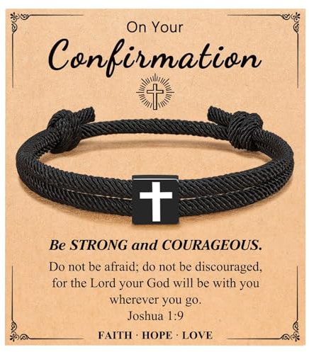deegbbyi Kreuz Armband für Jungs Mädchen, firmung geschenke mit Segenskarte | Kommunion Armband für Jungen Christliches Surfer Armband mit Kreuz Konfirmation Armband Ostern Geschenk Christliche Geschenke