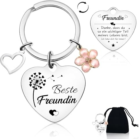 BOYATONG Beste Freundin Geschenke, Schlüsselanhänger Geschenk Freundin | Glücksbringer Doppelseitige Gravur, Geschenk Beste Freundin Geburtstagsgeschenk Weihnachtsgeschenke für Frauen