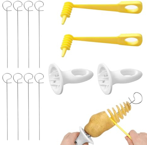 12 Stücke Kartoffelturm Maschine Geeignet, Kartoffel Twister Spiral Chips Cutter, Spiral Chips Cutter, Spiralschneider Kartoffel Kartoffel, für Kartoffelturmpartys, Grillabende und Camping