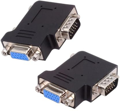 xiwai Lot de 2 adaptateurs d'extension VGA RGB HDB 15 Broches mâle vers Femelle, Angle Gauche et Droit, pour écrans