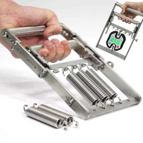 Dinamometro manuale per allenare la forza della presa, ad alta capacità 150 kg, resistente acciaio inossidabile 304 con manico antiscivolo, include 5 molle, ideale per sport, scuola e fitness a casa
