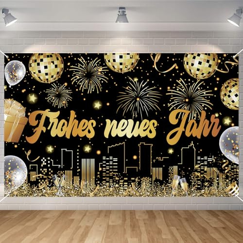 Seutgjie Happy New Year Banner 2026 180 * 110cm Hintergrund Dekoration für Neujahrsdeko Silvesterparty Drinnen Draußen