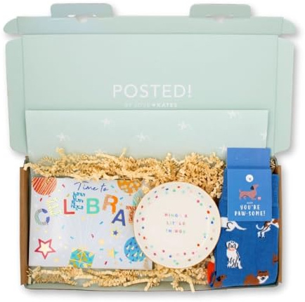 POSTED! Pawsome Birthday Letterbox Gift For Her Includes Pop Up Treat Tray Card - Pawsome Range - By LK - Cosy Socks, Trinket Tray, Card & Gifts, Pop Up Birthday Card, Chocolates