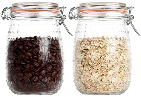 Hniuyun 2 Pack 32 Oz Glass Mason Jars with Airtight Lid, Vintage Wide Mouth Canning Jar for Kitchen Storage Pickling Salad Jams Coffee Beans