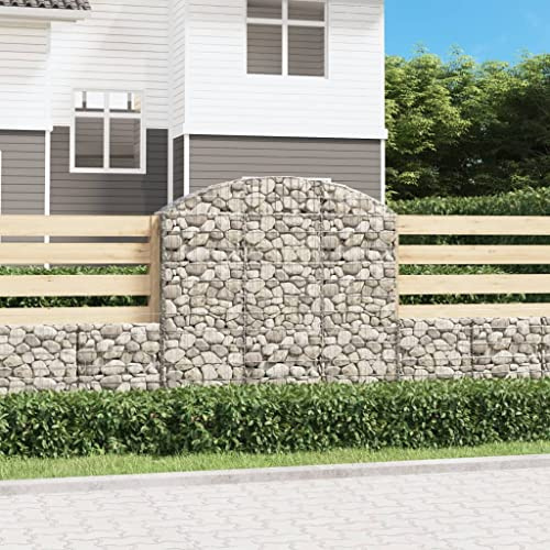 Hoopleep Gabion with High Arch 150 x 30 x 140/160 cm, Galvanised Iron, Robust Metal for Garden, Raised Bed Edging, Outdoor Planter