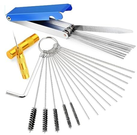 Kit per la pulizia del carburatore: detergente per punte della torcia | premium, kit di rimozione carbone Jets Dirt, 10 aghi, 5 spazzole in nylon, 1 plettro appuntito | Pulitore carburatore per mot
