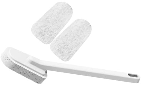 SHINEOFI Bathroom Long Handle Tub Cleaning Brush Set with White Sponge Head, Plastic Scrub Brush for Bathtub, Shower, Toilet, and Wall Cleaning, Sturdy Household Bathroom Cleaner Tool