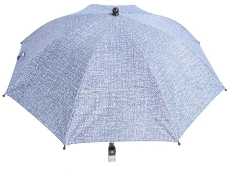 Spacnana Sombrilla de Protección Solar para Cochecito de bebé, Tela contra Impactos y Abrazadera Ajustable de Acero, Sombrilla para Cochecito de bebé y (Azul vaquero)