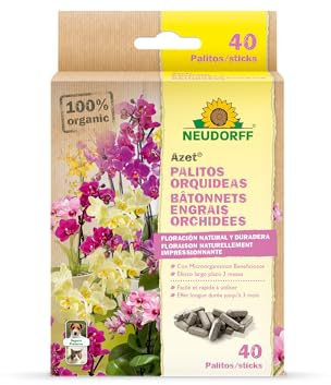 Neudorff Azet Bâtonnets Engrais Orchidées – Pour une floraison naturellement impressionnante, avec mycorhizes, effet longue durée jusqu’à 3 mois, 40 bâtonnets