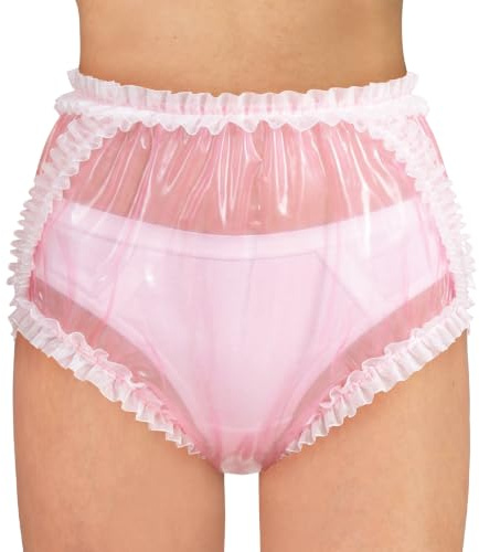 LittleForBig Pull-On TPU Adult Plastic Pants Lace Frill Diaper Cover M | Pull-On Design, Lace Frill Trim, Washable, Reusable, Waterproof, Soft TPU, Flexible Fit, Comfortable Wear, Easy Changes