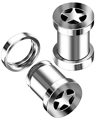 KJM FASHION 2 Stk Stahl Fleischtunnel Stern vorne Piercing Schmuck