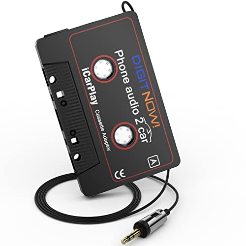 DIGITNOW Car Audio Cassette to Aux Adapter, 3.5mm Audio Cable Tape Player for Smartphone/CD Player, 4.6 Inch Cable (Black)