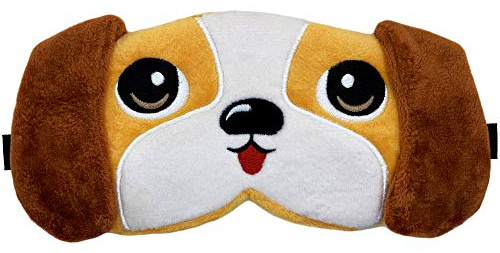 Fluffigt djur ögonmask för sömn - (Beagle) justerbar rem sovmask