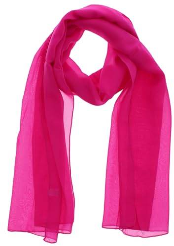 WESTEND CHOICE Ladies Chiffon Scarves Women Plain Neck Scarf Soft Headwrap Girls Headscarf Sheer Wrap women's scarves & wraps 150x45 cm (Fuchsia)