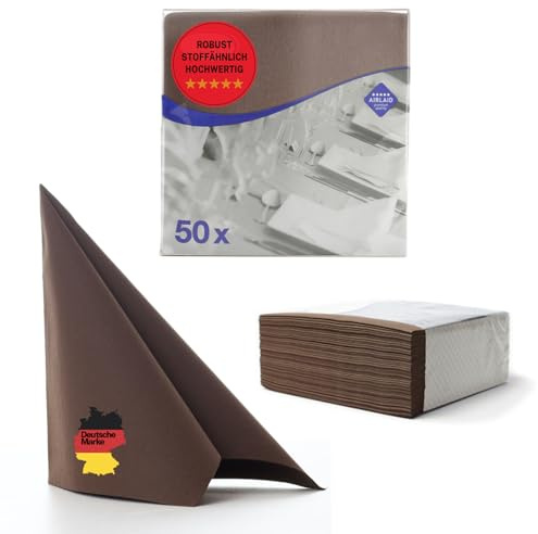 AROBA 100 Stück Airlaid Servietten 40x40 cm - Stoffähnliche Einweg Tischservietten - Hochwertige Dekorative Servietten für Hochzeit, Events, Hotels, Restaurants - Braun