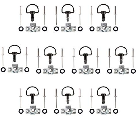 Oldbones - Elementi di fissaggio per moto da corsa a sgancio rapido, anello a D, 1/4 di giro, rivetti di fissaggio per carenatura, tipo B, 17 mm, colore Nero cromato (confezione da 10)