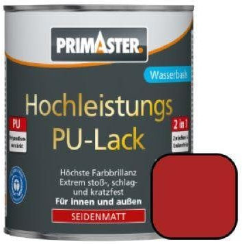 Primaster PU Lack RAL 3000 feuerrot für Innen- und Außen hoch deckend