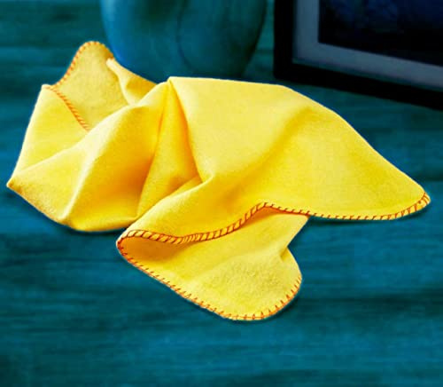 Milosc Jumbo Yellow Duster 100% Cotton Cleaning Cloth For Cleaning Thick & Soft Kitchen Cleaning Towel Multi Surface Dusting Cloth 35 x 45 cm 14X18 (32)
