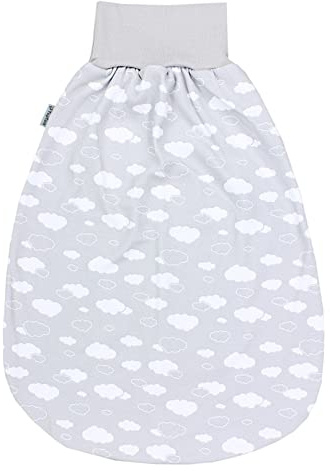 TupTam Baby Strampelsack mit breitem Bund – Unwattierter Schlafsack Baby aus Baumwolle für Frühling & Sommer, Farbe: Wolken Grau, Größe: 6-12 Monate