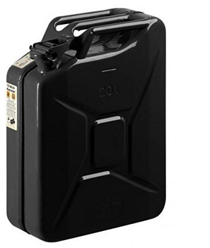 GELG 5 x Benzinkanister Kraftstoffkanister Metall 20 Liter Kanister für Benzin und Diesel SCHWARZ ral 9005