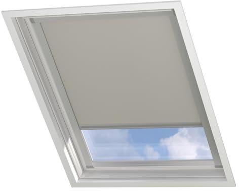 Radeco® Dachfenster verdunkelungsrollo für Velux C02 beige mit Führungsschiene, Rollo für dachfenster, velux dachfenster Rollo, verdunklungsrollo für velux