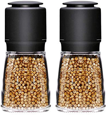HODAGES Juego de Molinillo de Sal y Pimienta Profesional, molinillos de Pimienta manuales con Botella de Vidrio Molinillo de Sal Grueso Ajustable Salero y pimentero para Barbacoa o Cena,C