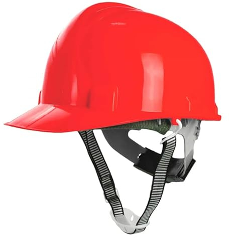 BAUSTER® Bauhelm Rot | Schutzhelm für Erwachsene aus HDPE | Sicherheitshelm für Baustelle, Höhenarbeiten & Renovierung | Verstellbarer Arbeitshelm mit 6-Punkt-Innenausstattung & CE-Zertifizierung