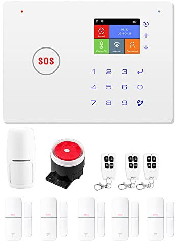 Splenssy 11Piece GSM+WiFi Home Security Alarm System, Motion Sensor Door/Window Sensor Remote Control Alarm Kit, APP/Remote Controller/Panel Keypad Control