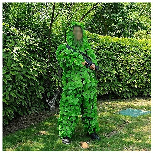 Opaeroo Woodland 3D Leaf Ghillie Anzug Camouflage Jagd Geely Anzüge Camo Outfit Sniper Kostüm für Männer, Jäger, Sniper Airsoft und Paintball