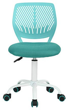 HOMYLIN, Türkis Schreibtischstuhl Computerstuhl Ergonomischer Stoff Drehstuhl Bürostuhl Bequemer Arbeitsstuhl ohne Armlehnen Höhenverstellbar Studie Stuhl, Polypropylen Metall Mesh, 1PC