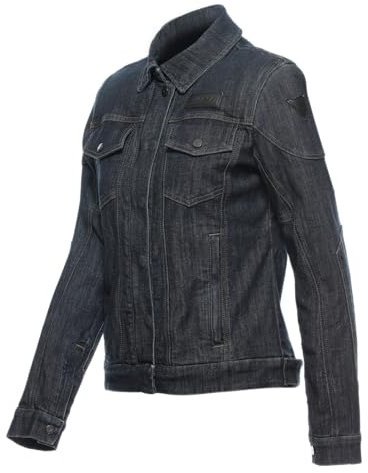 Dainese - Denim Tex Jacket Lady, Chaqueta Vaquera para Moto, Tejido Denim, Suaves Protectores de Hombros y Codos, Chaqueta de Moto para Mujer, Azul, 54