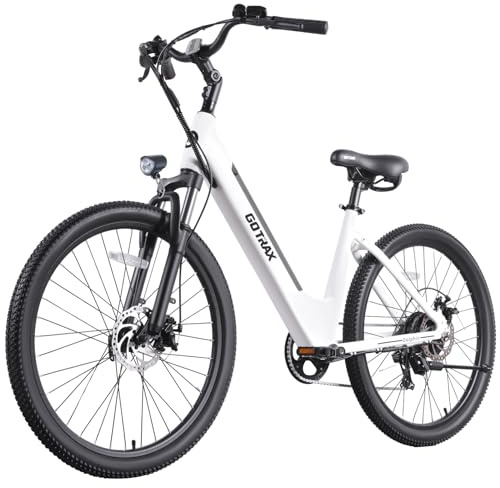 Gotrax Dolphin 26 Electric Bike, Max Range 30Miles(Pedal-assist1) & 20Mph Power by Peak 500W, 5 Pedal-Assist Levels & Front Suspension, 7-Speed&Boost Mode, City E-Bike for Adult White