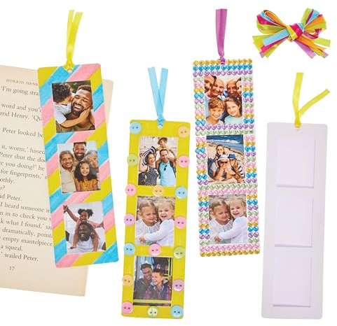 Baker Ross FX945 Lesezeichen mit Fotorahmen - Packung mit 12, Bastelarbeiten für Kinder