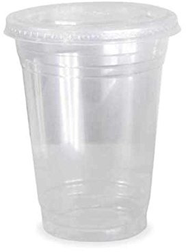 Thali Outlet - 50 x 8oz / 236ml Clear PET Plastic Smoothie Cups (78mm) + Clear Flat Lids (78mm) for Milkshake Cold Disposable Drinks Cups