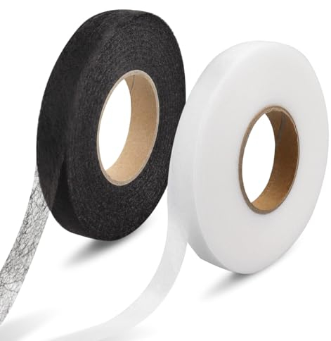 Suofuolef 128m Saumband, 2 Spule 1.5 cm Klebeband zum Aufbügeln zum Aufbügeln Waschfest Nahtband zum Spleißen von Stoffen, Hosen,Vorhänge,Kleidung