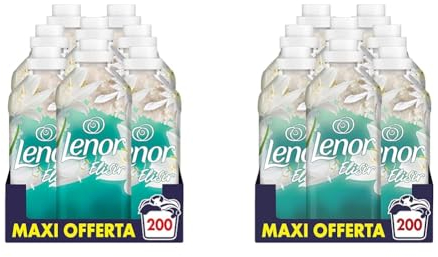 Lenor Elisir Ammorbidente Lavatrice Concentrato, 200 Lavaggi (8X25), Sogno Di Sardegna, Freschezza Di Lunga Durata E Morbidezza Di Origine Vegetale (Confezione da 2)