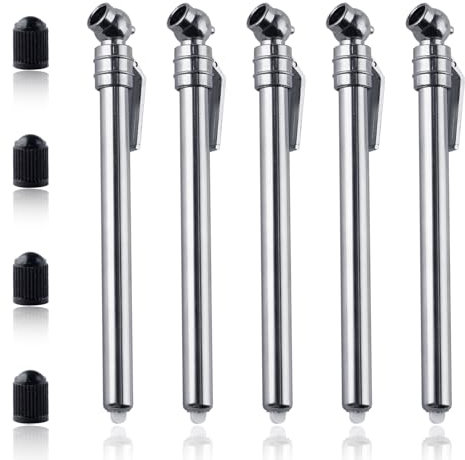 GOLD DEER 5PCS Pencil Tire Pressure Gauge 5-50PSI Mechanical Air Gage with Pocket Clip Tire Pressure Gauge Tool Tire Pressure Checker Car Tire Pressure Gauge for Cars Pickups Rvs Bicycles
