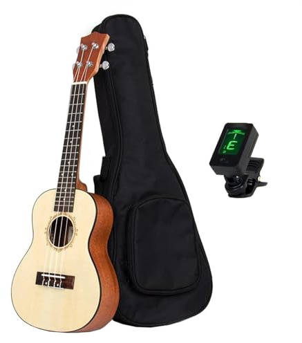 Konzert-Ukulele, Massive Fichten-Ukulele, 23 Zoll, 18 Bünde, 4-saitige Gitarre Mit Ukulele-Tasche Und Stimmgerät Ukulele für Anfänger